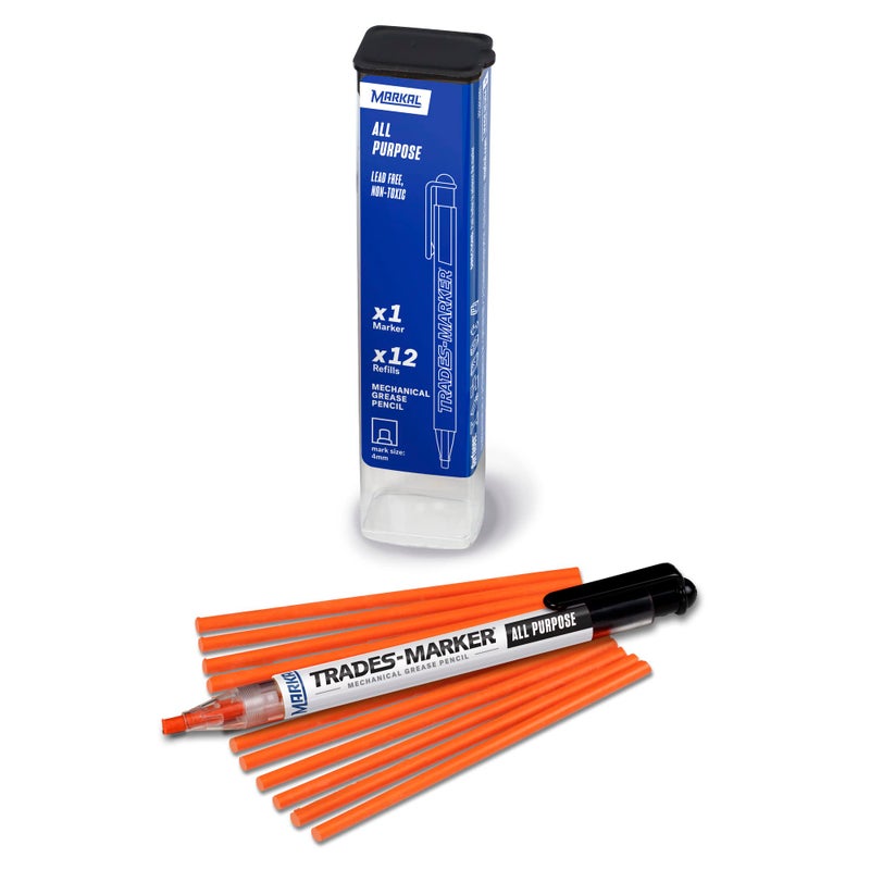 Markal 96137 Trades Marker (1 Holder, 12 Refills), Orange - Image 1